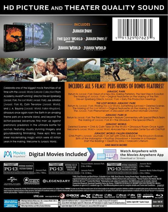 Jurassic World: 5-Movie Collection - Limited Edition Steelbook (Blu-ray + Digital) - for just $63.99! 