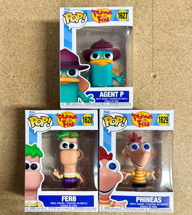 Funko Pop! Disney Phineas & Ferb #1628 #1629 & Agent P #1627 Set of 3 - for just $50! 