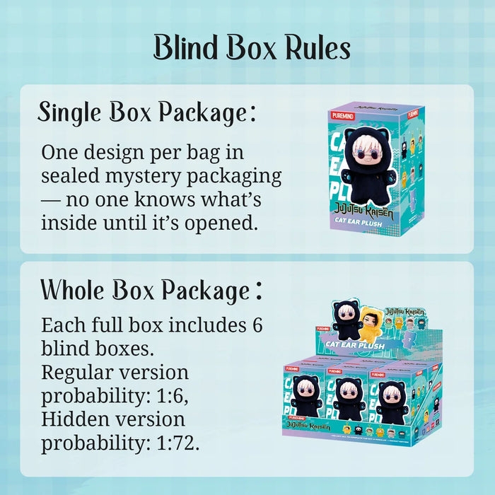 Puremind x Jujutsu Kaisen Cat Ear Plush Series Vinyl Blind Box - Official JJK Collectible - for just $34.99! 