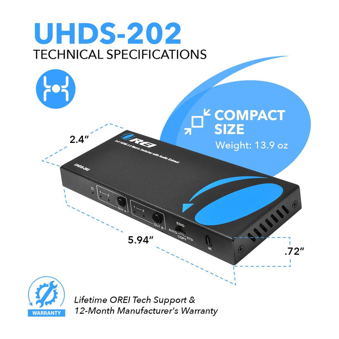 Ultra HD 2x2 HDMI Matrix Switch 4K with Audio Extractor (UHDS-202) - Just $54.99! Shop now at Retro Gaming of Denver