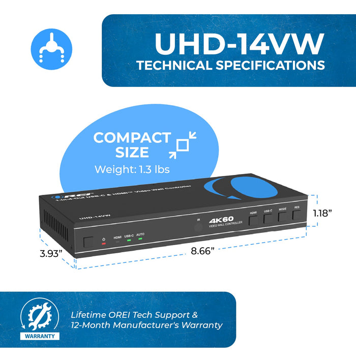 HDMI Video Wall Controller (UHD-14VW) - Premium Matrix Switch - Just $159! Shop now at Retro Gaming of Denver