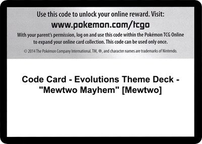 Code Card - Evolutions Theme Deck - Mewtwo Mayhem (Mewtwo) (XY - Evolutions) Near Mint - for just $3.25! 