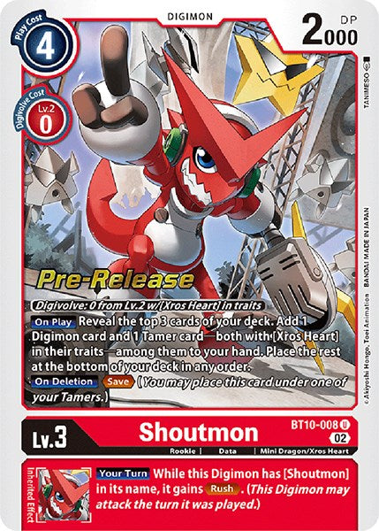 Shoutmon [BT10-008] [Xros Encounter Pre-Release Cards] - Just $0.90! Shop now at Retro Gaming of Denver