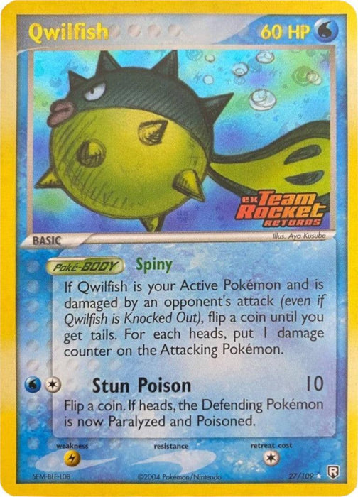 Qwilfish (27/109) (Stamped) [EX: Team Rocket Returns] - for just $12.75! 