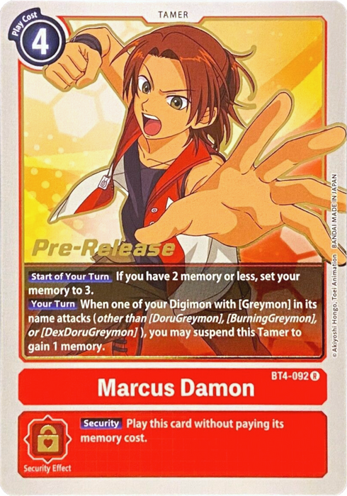 Marcus Damon [BT4-092] [Great Legend Pre-Release Promos] - Just $0.20! Shop now at Retro Gaming of Denver