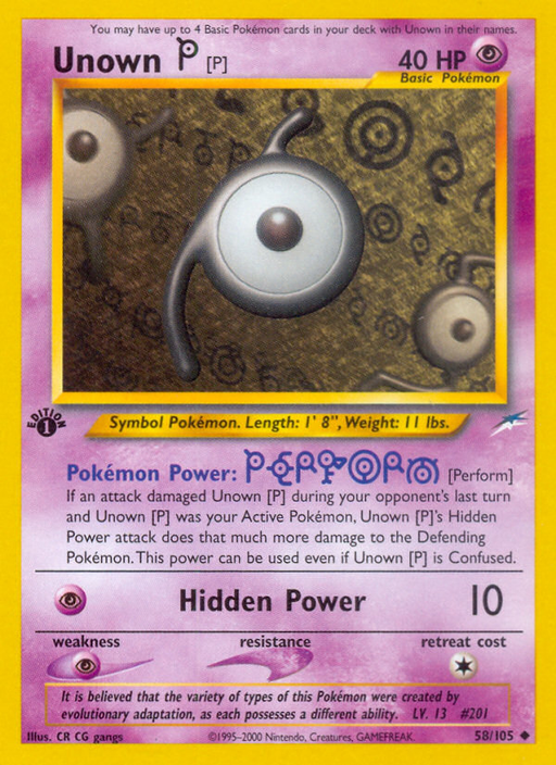 Unown [P] (58/105) [Neo Destiny 1st Edition] - Just $1.40! Shop now at Retro Gaming of Denver