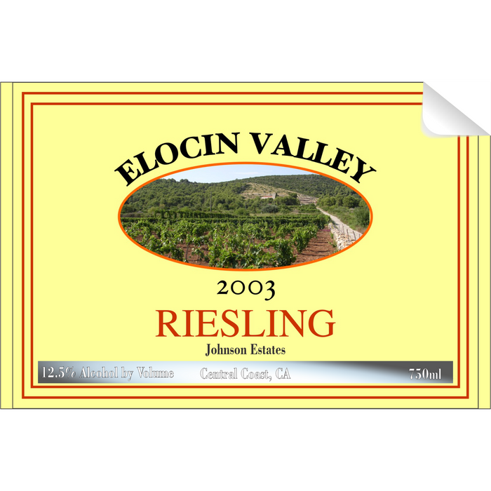 Elocin Valley Riesling Single Self Adhesive Label - License and Royalty Free for Film Use - for just $3! 