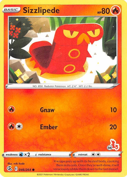 Sizzlipede (046/264) (Cinderace Stamp #56) [Battle Academy 2022] - for just $0.10! 