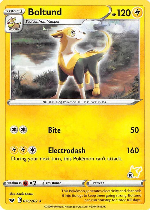 Boltund (076/202) (Pikachu Stamp #16) [Battle Academy 2022] - for just $0.10! 