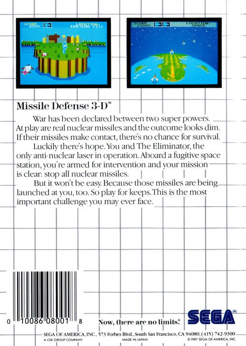 Missile Defense 3-D – Sega Master System (SMS) - for just $5.99! 