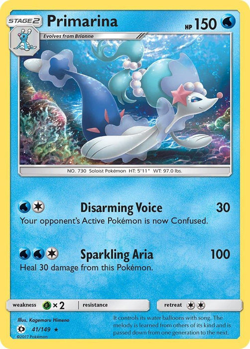 Primarina (41/149) (Theme Deck Exclusive) [Sun & Moon: Base Set] - for just $0.70! 