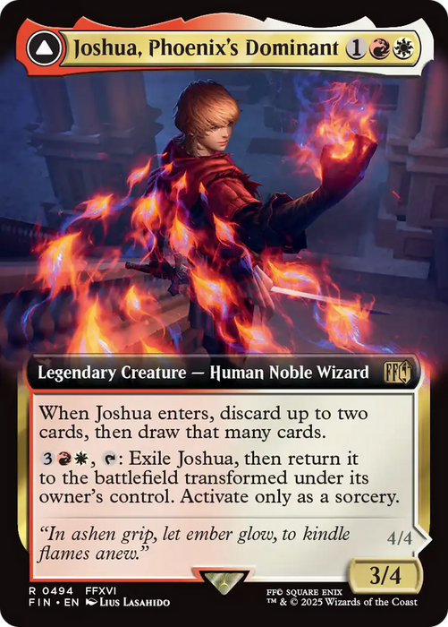 Joshua, Phoenix's Dominant // Phoenix, Warden of Fire (FIN-494) - FINAL FANTASY: (enchantment, Extended Art) Foil - for just $2! 