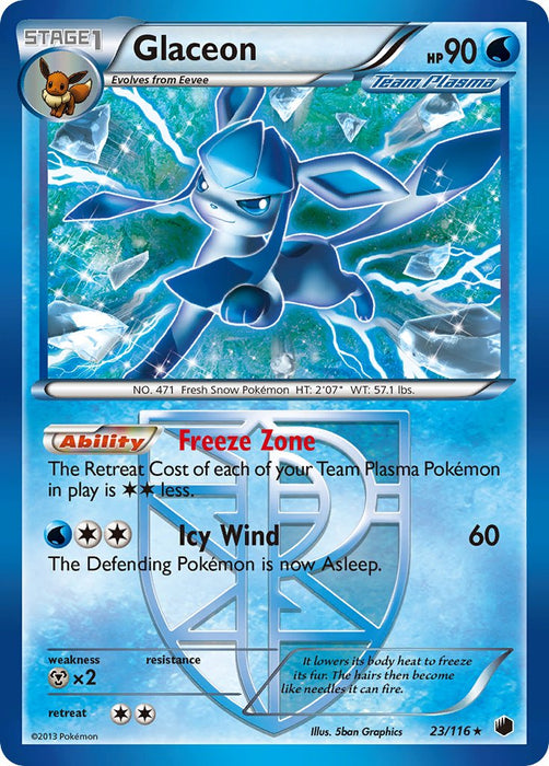 Glaceon (23/116) (Theme Deck Exclusive) [Black & White: Plasma Freeze] - Just $0.55! Shop now at Retro Gaming of Denver