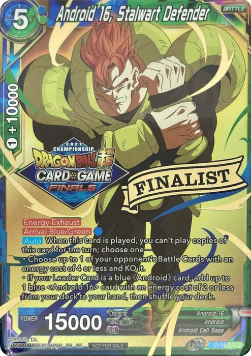Android 16, Stalwart Defender (2021 Tournament Pack Vault Set - Finalist Gold Stamped) (P-310) [Tournament Promotion Cards] - for just $0.45! 