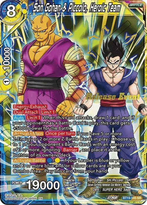 Son Gohan & Piccolo, Heroic Team (Fighter's Ambition Holiday Pack) (BT19-145) [Tournament Promotion Cards] - for just $0.75! 
