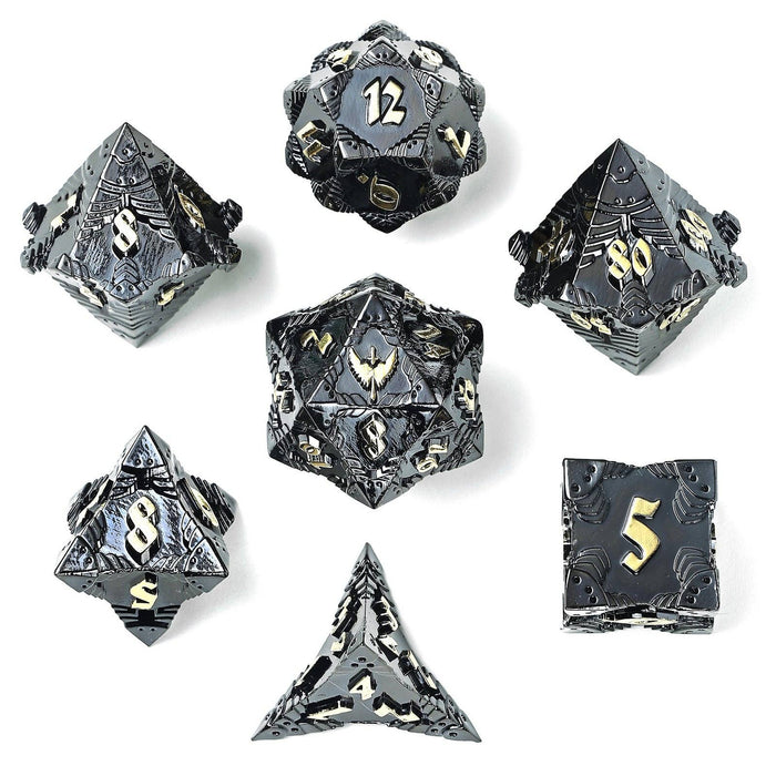 Solid Metal Paladin Class RPG Dice Set - Gunmetal w/ Gold - for just $39.99! 