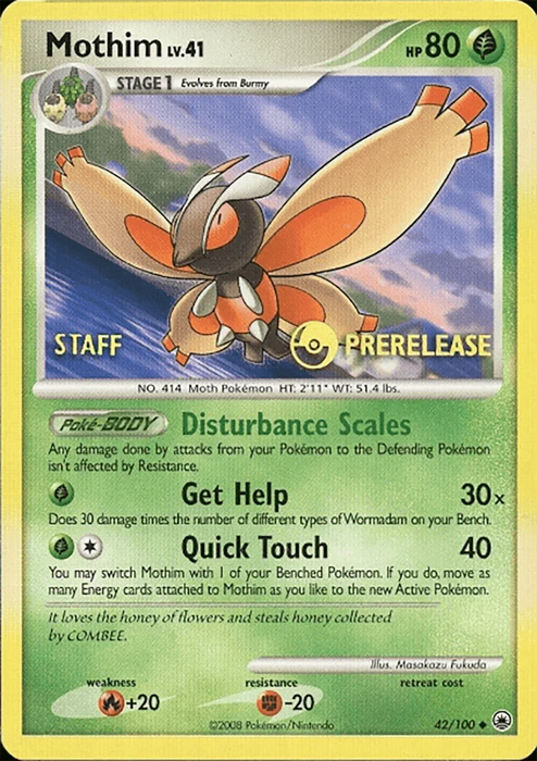 Mothim (42/100) (Staff Prerelease Promo) [Diamond & Pearl: Majestic Dawn] - for just $100! 
