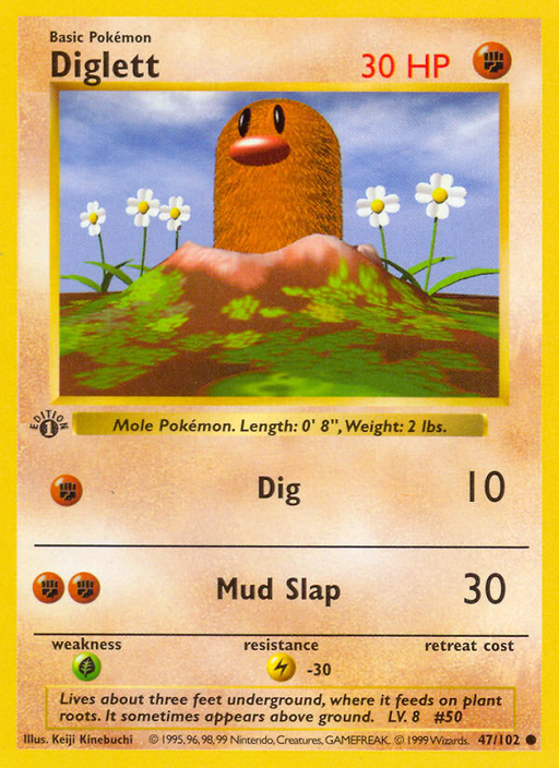 Diglett (47/102) (Shadowless) [Base Set 1st Edition] - Just $3.80! Shop now at Retro Gaming of Denver