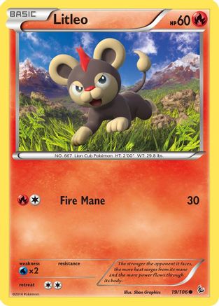 Litleo 019/106 - XY  Flashfire Reverse Holofoil - for just $0.20! 
