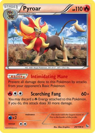 Pyroar 020/106 - XY  Flashfire Reverse Holofoil - for just $0.88! 