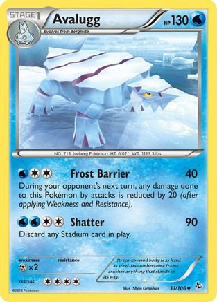 Avalugg 031/106 - XY  Flashfire Reverse Holofoil - for just $0.45! 