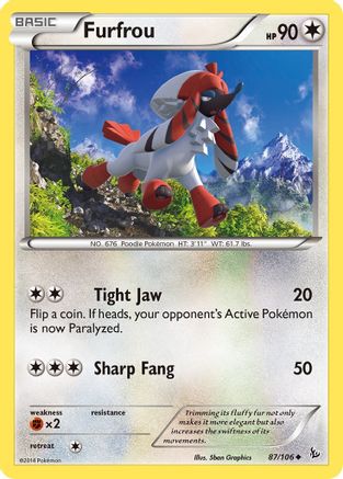 Furfrou 087/106 - XY  Flashfire Reverse Holofoil - for just $0.30! 