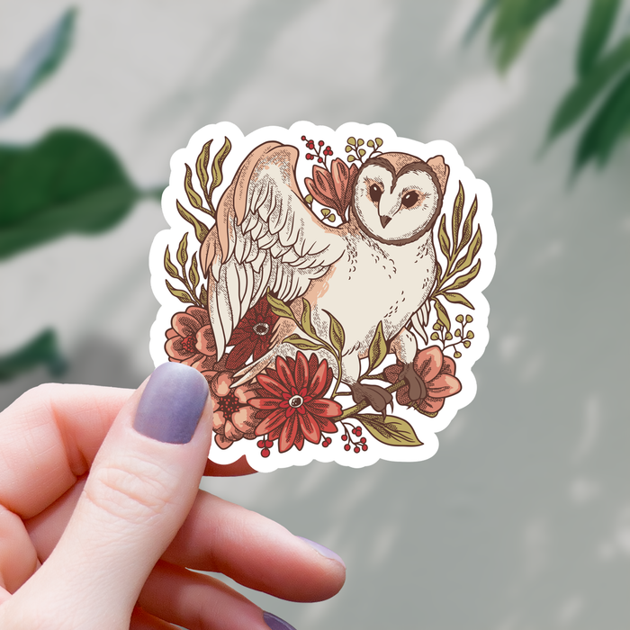 Floral Owl Animal Sticker - 3" - for just $3.50! 