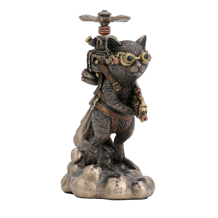 Steampunk Cat Propeller Bronzed Resin Statue - for just $33! 