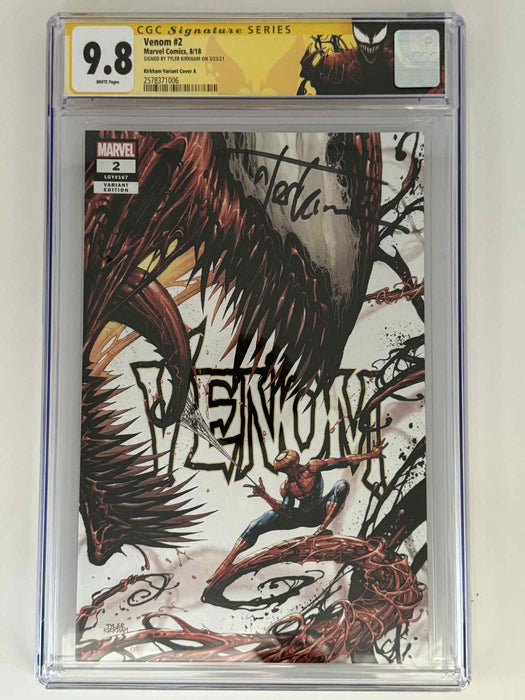 [Signed by Tyler Kirkham] Venom #2 CGC 9.8 Yellow Label Tyler Kirkham Exclusive Var - for just $150! 