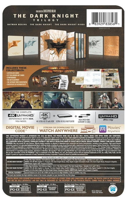 The Dark Knight Trilogy - Limited Edition Steelbook Collection (4K UHD + Blu-ray + Digital) - for just $189.99! 