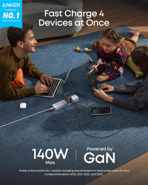 Anker Charger (140W, 4-Port, PD 3.1) with USB-C Cable - for just $89.99! 