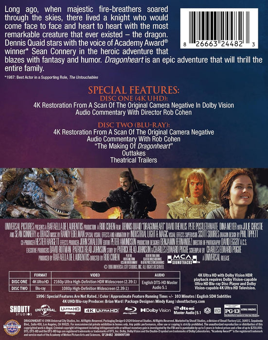 Dragonheart - Limited Edition Steelbook [4K Ultra HD + Blu-ray] - for just $26.99! 