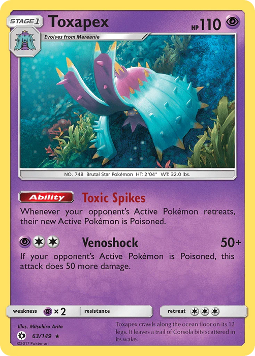 Toxapex (63/149) [Sun & Moon: Base Set] - for just $0.20! 