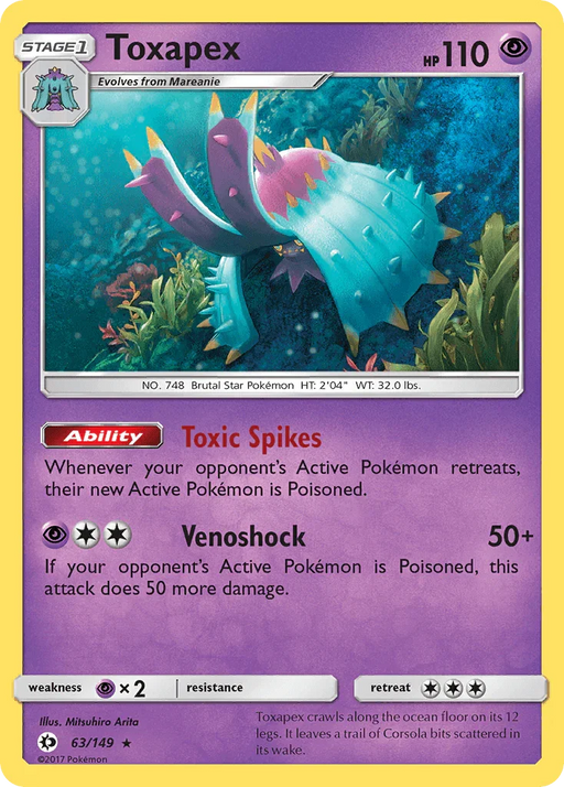 Toxapex (63/149) [Sun & Moon: Base Set] - for just $0.15! 