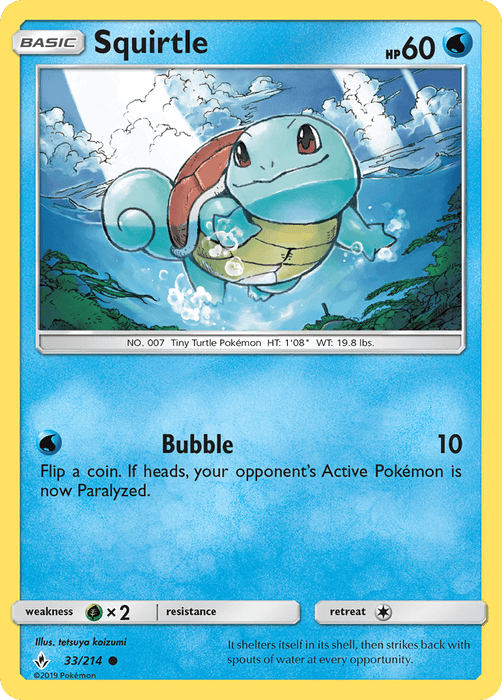 Squirtle (33/214) [Sun & Moon: Unbroken Bonds] - for just $0.20! 