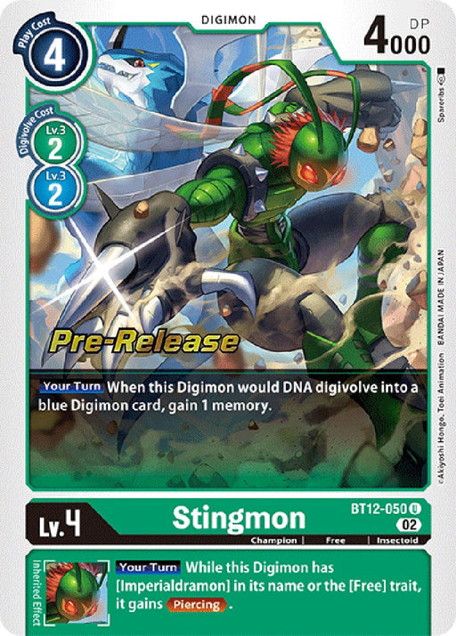 Stingmon [BT12-050] [Across Time Pre-Release Cards] - Just $6.30! Shop now at Retro Gaming of Denver