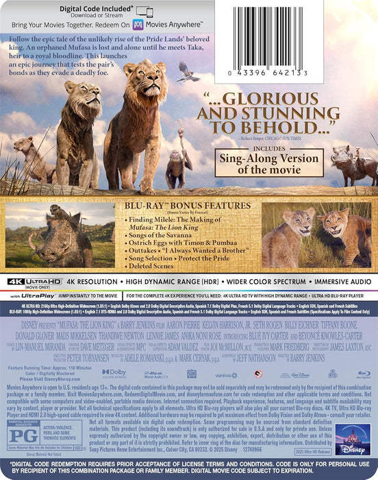 Mufasa: The Lion King - 4K UHD/BD Combo + Digital + Steelbook - for just $50.99! 