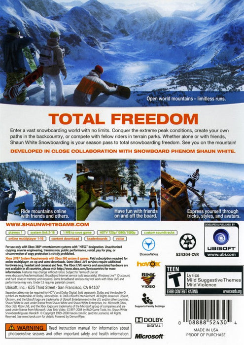 Shaun White Snowboarding – Xbox 360 (X360) - for just $0! 