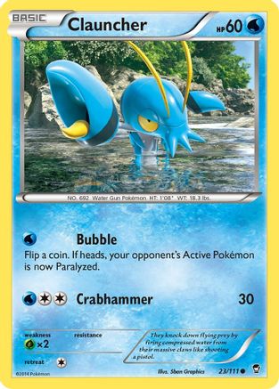 Clauncher 023/111 - XY  Furious Fists Reverse Holofoil - for just $0.21! 