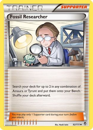Fossil Researcher 092/111 - XY  Furious Fists Reverse Holofoil - for just $0.23! 