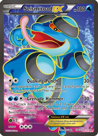 Seismitoad EX (Full Art) 106/111 - XY  Furious Fists Holofoil - for just $6.23! 