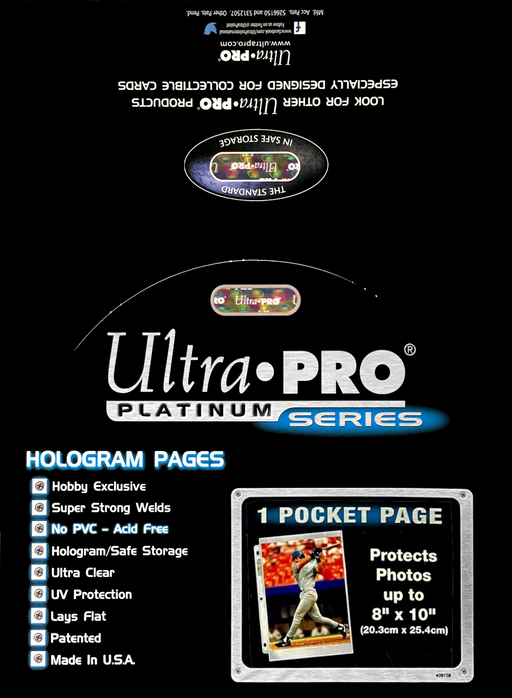 Ultra PRO: Platinum Hologram 1-Pocket Pages - 3-Holes (8" x 10" / 100-Pack) - for just $0! 
