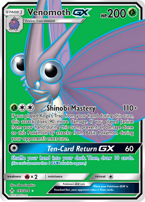Venomoth GX (193/214) [Sun & Moon: Unbroken Bonds] - for just $1.75! 