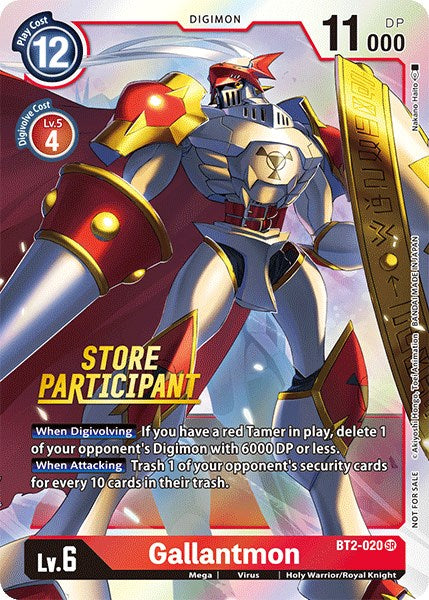 Gallantmon [BT2-020] (Store Participant) [Release Special Booster Promos] - Just $0.45! Shop now at Retro Gaming of Denver