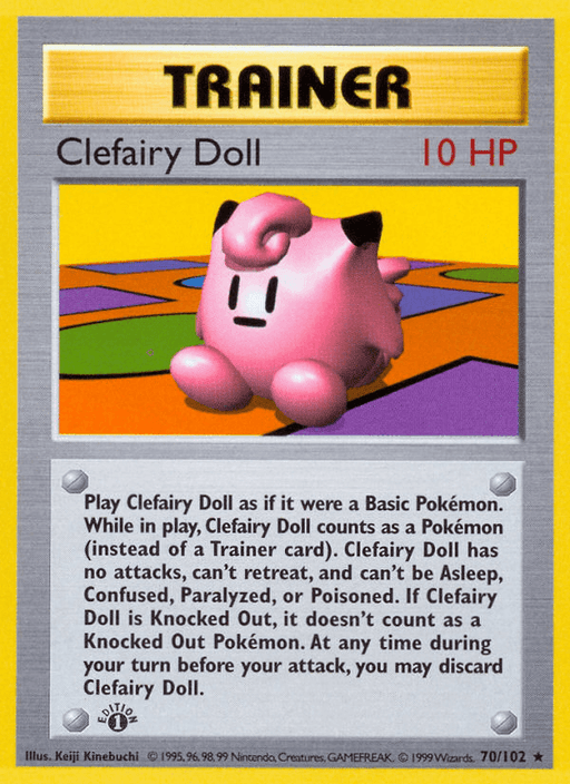 Clefairy Doll (70/102) (Shadowless) [Base Set 1st Edition] - for just $17.35! 