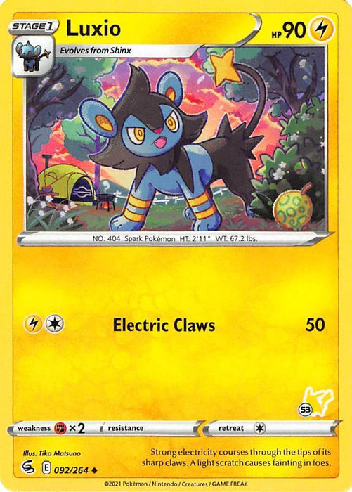 Luxio (092/264) (Pikachu Stamp #53) [Battle Academy 2022] - for just $0.10! 