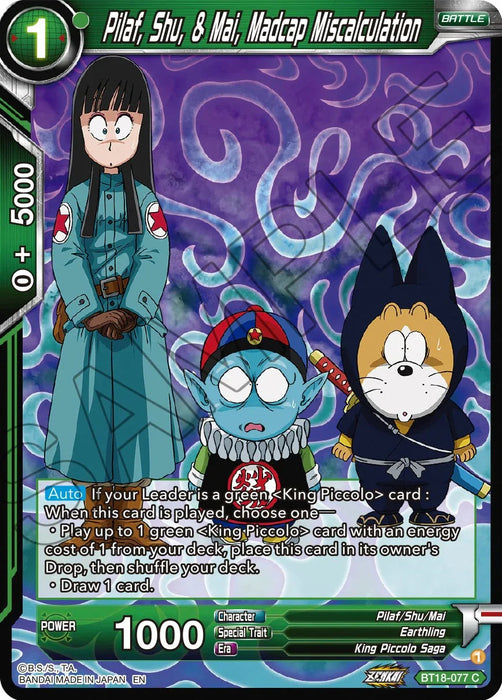 Pilaf, Shu, & Mai, Madcap Miscalculation (BT18-077) [Dawn of the Z-Legends] - for just $0.10! 