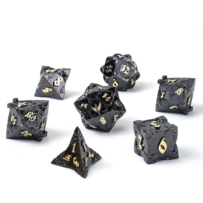 Solid Metal Paladin Class RPG Dice Set - Gunmetal w/ Gold - for just $39.99! 