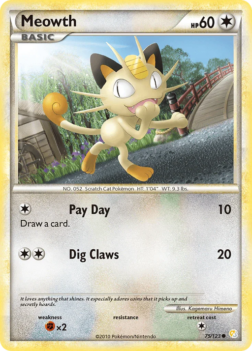 Meowth (75/123) [HeartGold & SoulSilver: Base Set] - for just $0.70! 