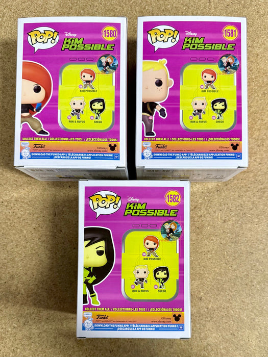 Funko Pop! Disney Kim Possible, Ron Stoppable & Shego Kim Possible 2025 Set Of 3 - for just $40! 
